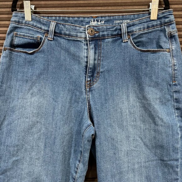 Style & CO Women Blue Curvy Capri Denim SZ: 12 - Picture 2 of 9